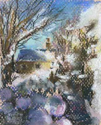 A Warm Hearth Awaits, Pastel