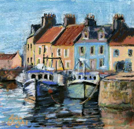 Boats At Pittenweem, Oil Pastel