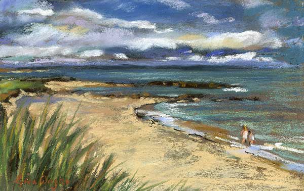 Paddling At Kingsbarns, Pastel