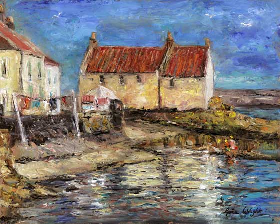 Rock Villa Reflection, Pittenweem, Oil