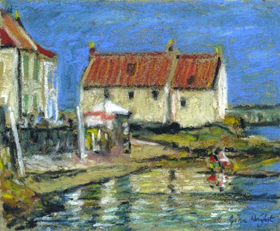 Study for Rock Villa Reflection, Pittenweem, Oil Pastel