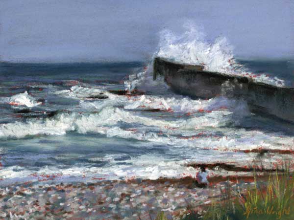 Study for The Wave, Auchmithie, Pastel