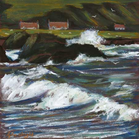 Waves At Lendalfoot, Mixed Media